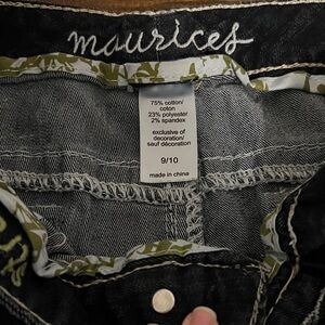 Maurices Black and Green Trim Denim